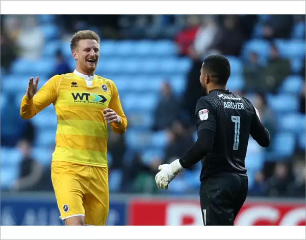 Millwall's Byron Webster Celebrates Second Goal Against Coventry City in Sky Bet League One at Ricoh Arena