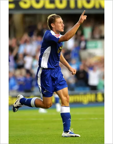 Millwall's David Martin Celebrates Goal Against Oldham Athletic in Coca-Cola Football League One