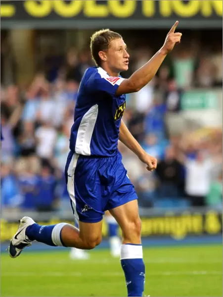 Millwall's David Martin Celebrates Goal Against Oldham Athletic in Coca-Cola Football League One