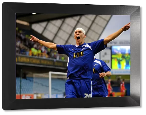 Milwall's Steve Morison Celebrates First Goal in Coca-Cola Football League One Play-Off Semi Final Second Leg against Huddersfield Town at The New Den