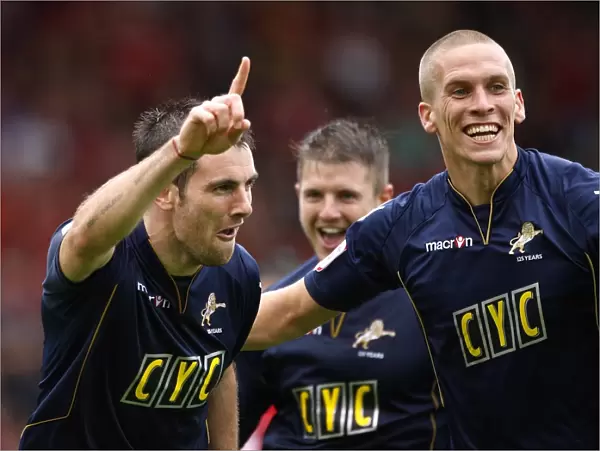 Millwall's Danny Schofield Celebrates Second Goal Against Bristol City in Npower Championship (07-08-2010)