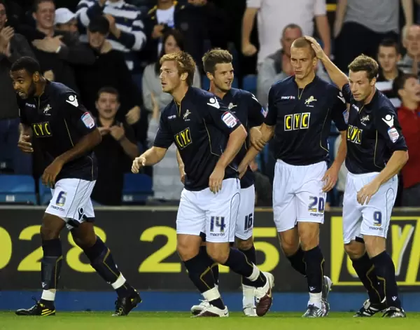 Millwall's Steve Morison Scores Penalty in Carling Cup Second Round Clash vs. Middlesbrough at The New Den