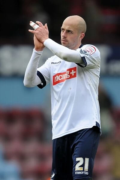 Millwall's Alan Dunne Salutes Fans After Npower Championship Victory Over West Ham United (04-02-2012, Upton Park)