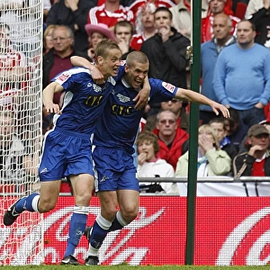 Millwall's Paul Robinson and Steve Morison: Celebrating the Opening Goal in the League One Play-Off Final at Wembley