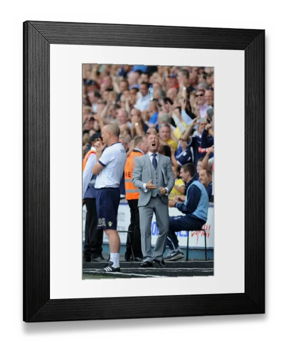 Framed Print : Millwall vs Leeds United: Ian Holloway's Euphoric Moment as Millwall Scores Second Goal in Sky Bet Championship Match at The New Den Framed Print : Millwall vs Leeds United: Ian Holloway's Euphoric Moment as Millwall Scores Second Goal in Sky Bet Championship Match at The New Den