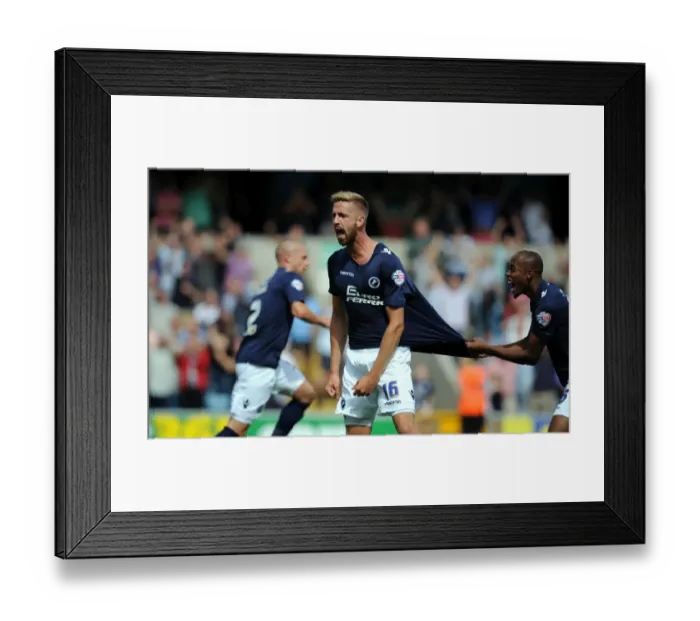 Framed Print : Millwall's Beevers Scores Opening Goal Against Leeds United in Sky Bet Championship Framed Print : Millwall's Beevers Scores Opening Goal Against Leeds United in Sky Bet Championship