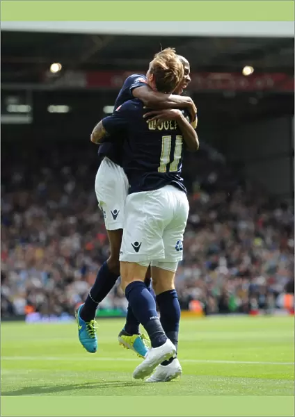 Millwall's Woolford and Abdou Celebrate Opening Goal Against Fulham in Sky Bet Championship