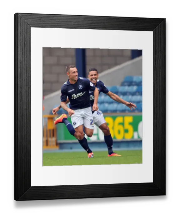 Framed Print : Scott McDonald's Thrilling First Goal for Millwall: Jubilant Team Celebration against Blackpool (Sky Bet Championship) Framed Print : Scott McDonald's Thrilling First Goal for Millwall: Jubilant Team Celebration against Blackpool (Sky Bet Championship)