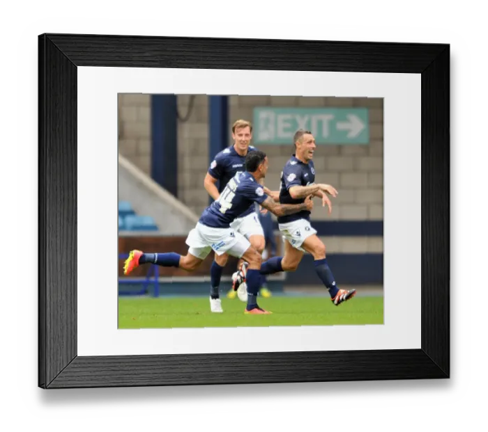 Framed Print : Scott McDonald's Thrilling Debut Goal for Millwall: A Jubilant Celebration with Team Mates at The Den (Millwall vs Blackpool, Sky Bet Championship) Framed Print : Scott McDonald's Thrilling Debut Goal for Millwall: A Jubilant Celebration with Team Mates at The Den (Millwall vs Blackpool, Sky Bet Championship)