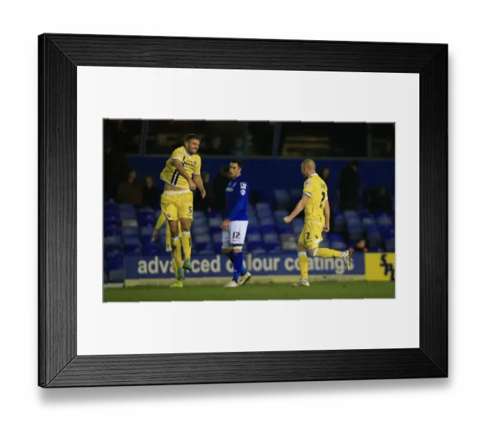 Framed Print : Millwall Celebrate 1-0 Victory Over Birmingham City: Hooiveld and Dunne Rejoice as Novak Disappointed Framed Print : Millwall Celebrate 1-0 Victory Over Birmingham City: Hooiveld and Dunne Rejoice as Novak Disappointed