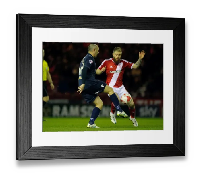 Framed Print : Challenge at Riverside: Millwall's Gary Taylor-Fletcher vs. Middlesbrough's Adam Clayton (Sky Bet Championship)