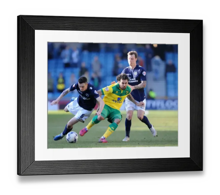 Framed Print : Millwall's Defensive Duo: Williams and Woolford Thwart Norwich City in The Den (Millwall v Norwich City, Sky Bet Championship)