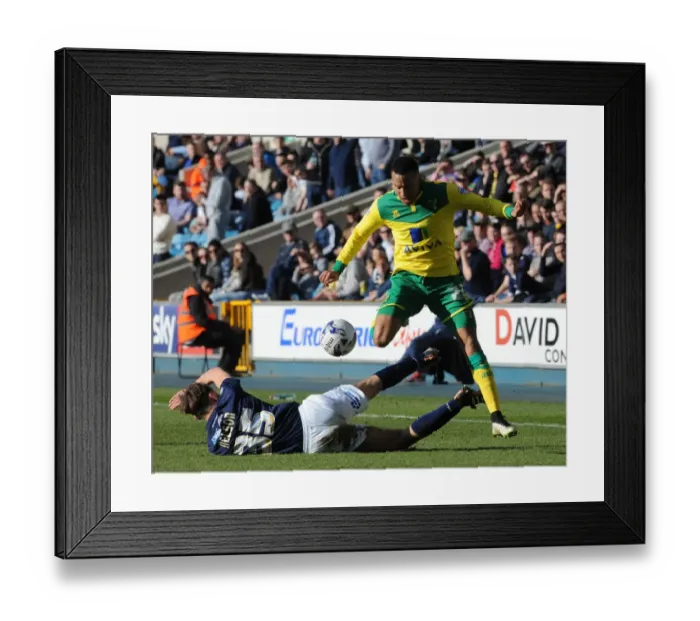 Framed Print : Millwall vs Norwich City: Sid Nelson Tackles Martin Olsson in Sky Bet Championship Action at The Den