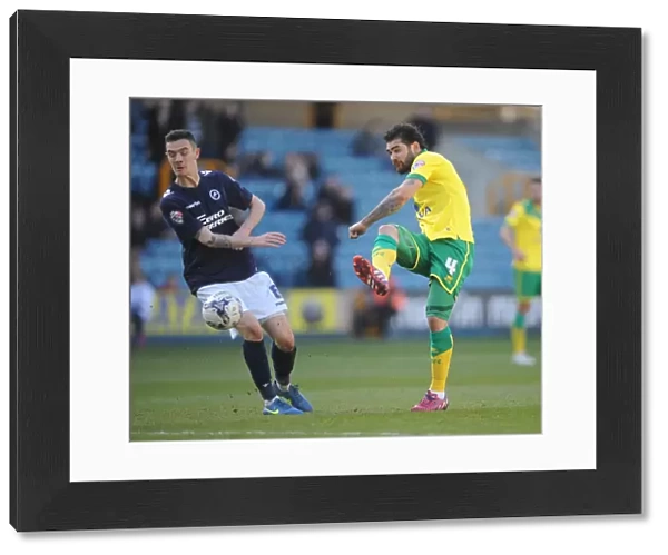 Bradley Johnson's Shot at Millwall's The Den - Sky Bet Championship: Millwall vs Norwich City