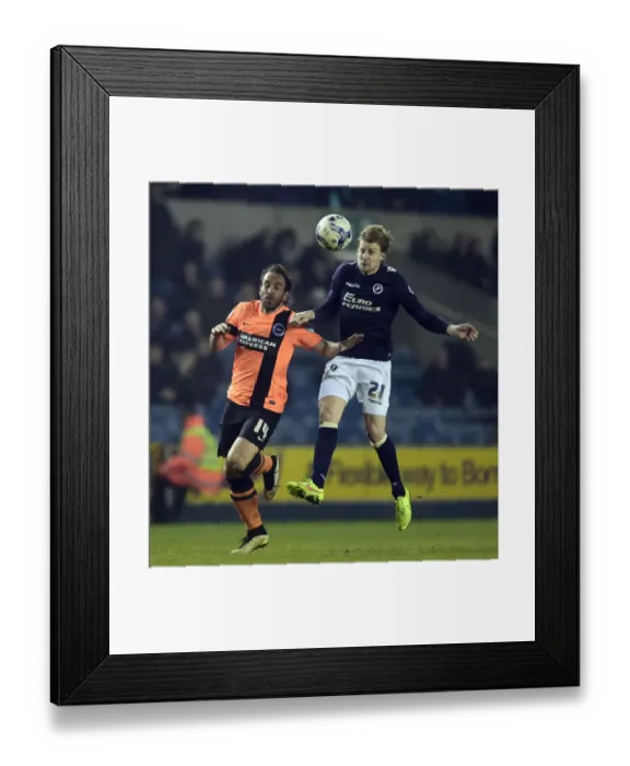 Framed Print : Battle for the Ball: Millwall vs Brighton and Hove Albion - Millwall's Dan Harding vs Brighton's Inigo Calderon (Sky Bet Championship) Framed Print : Battle for the Ball: Millwall vs Brighton and Hove Albion - Millwall's Dan Harding vs Brighton's Inigo Calderon (Sky Bet Championship)