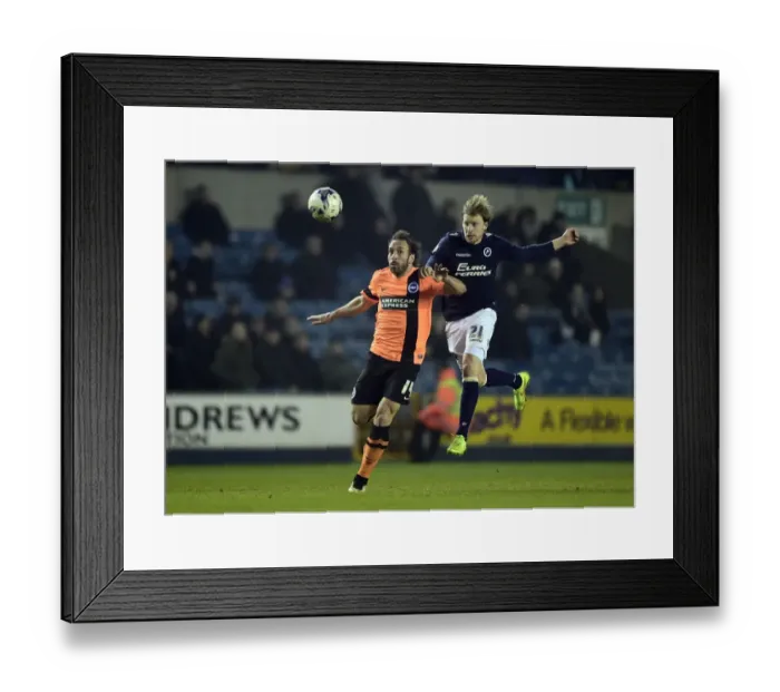 Framed Print : Battle for the Ball: Millwall vs. Brighton Championship Showdown Framed Print : Battle for the Ball: Millwall vs. Brighton Championship Showdown