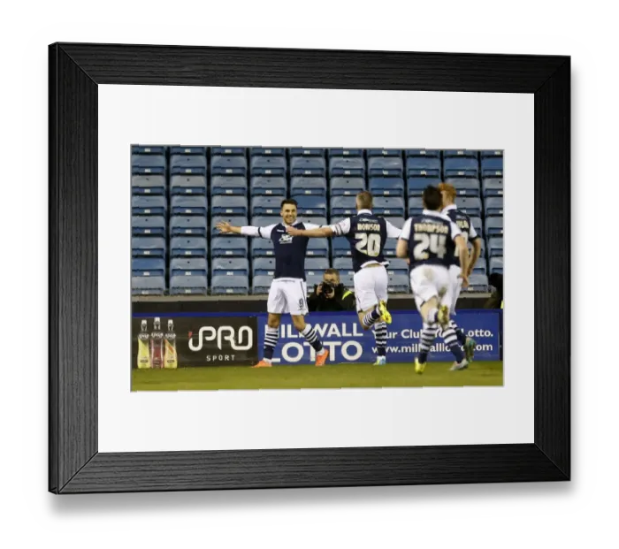 Framed Print : Millwall's Lee Gregory Celebrates Second Goal Against Bradford City in Sky Bet League One Framed Print : Millwall's Lee Gregory Celebrates Second Goal Against Bradford City in Sky Bet League One