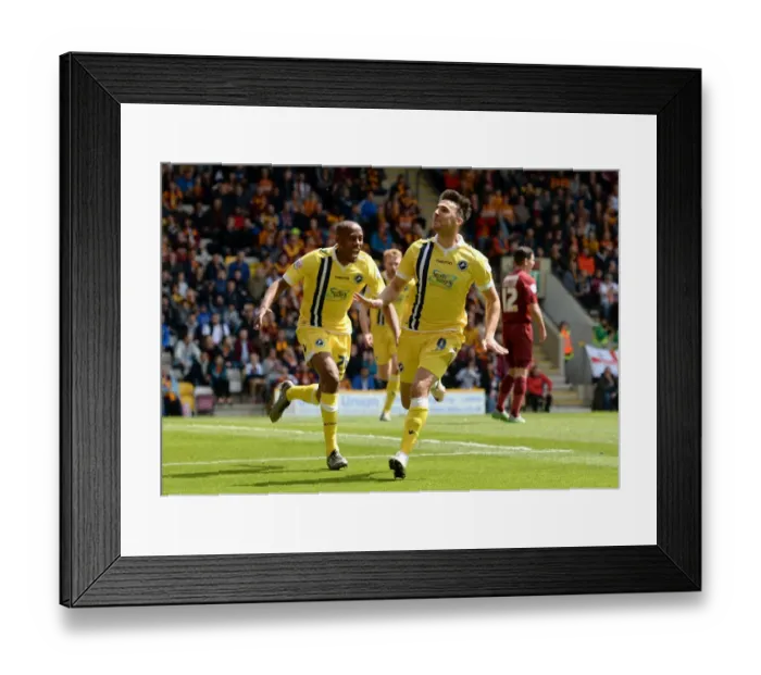 Framed Print : Millwall's Lee Gregory Scores Thrilling First Goal in Sky Bet League One Play-Off Semifinal Against Bradford City (2015-16) Framed Print : Millwall's Lee Gregory Scores Thrilling First Goal in Sky Bet League One Play-Off Semifinal Against Bradford City (2015-16)