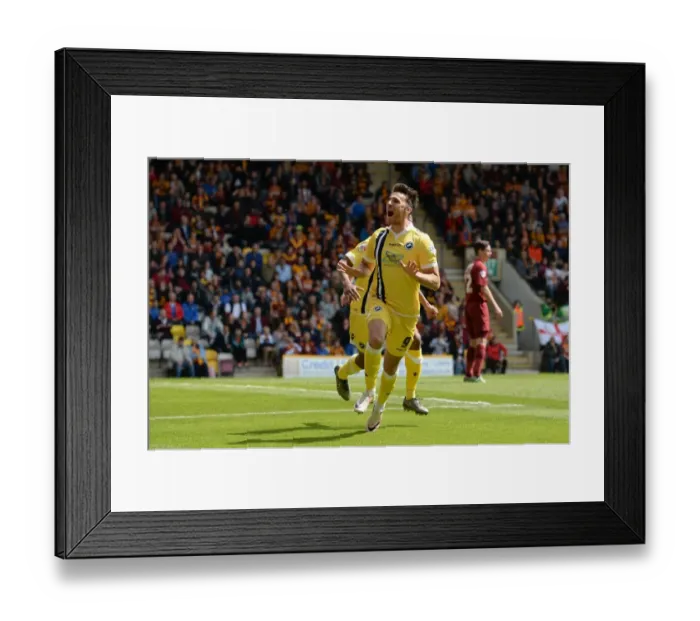 Framed Print : Millwall's Lee Gregory Scores Historic Goal in Sky Bet League One Play-Off Semifinal against Bradford City (2015-16)