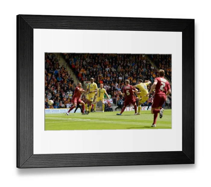 Framed Print : Lee Gregory Scores Millwall's Historic Goal in Sky Bet League One Play-Off Semifinal vs. Bradford City (2015-16)