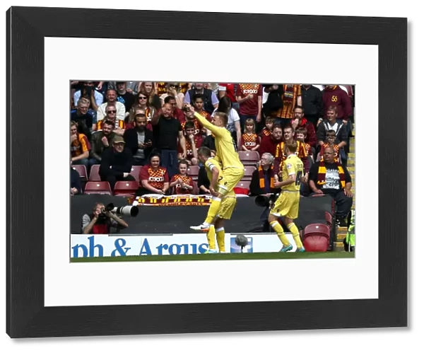 Millwall's Steve Morison and Byron Webster Celebrate Second Goal in Sky Bet League One Play-Off Semifinal vs. Bradford City (2015-16)