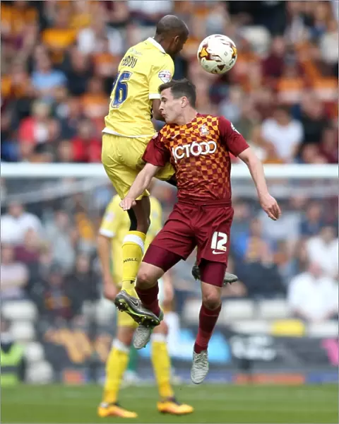Millwall vs Bradford City: Nadjim Abdou vs Josh Cullen - Intense Aerial Battle in the Sky Bet League One Play-Off (2015-16)