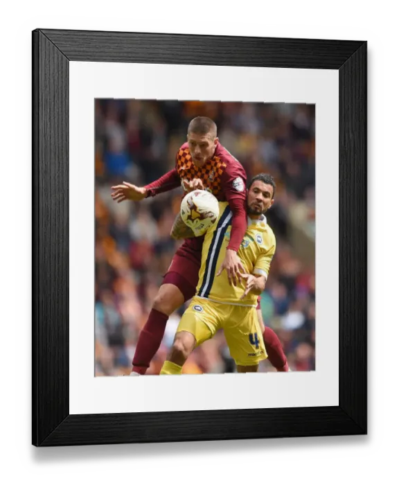 Framed Print : Play-Off Showdown: Proctor vs. Edwards - Bradford City vs. Millwall's Intense Battle for Possession Framed Print : Play-Off Showdown: Proctor vs. Edwards - Bradford City vs. Millwall's Intense Battle for Possession