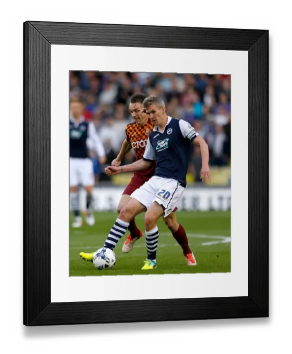 Framed Print : Intense Rivalry: Morison vs McMahon in the Sky Bet League One Play-Off Semi-Final Clash between Millwall and Bradford City