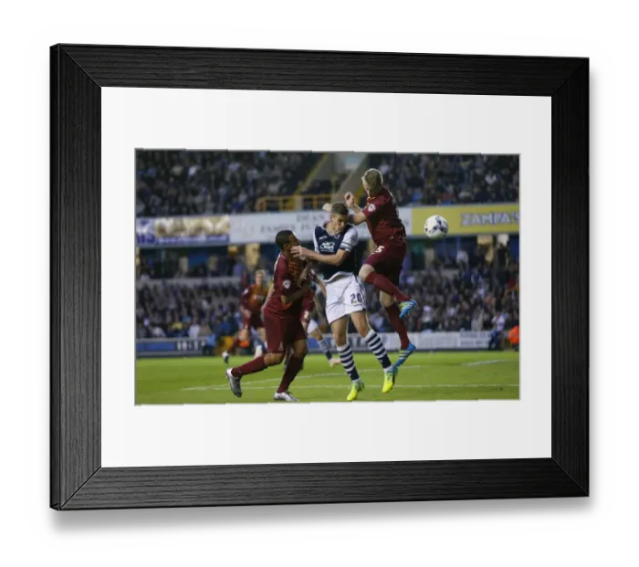 Framed Print : Intense Moment: Morison, Meredith, and Clarke in Millwall vs. Bradford City Sky Bet League One Play-Off Semi-Final Second Leg
