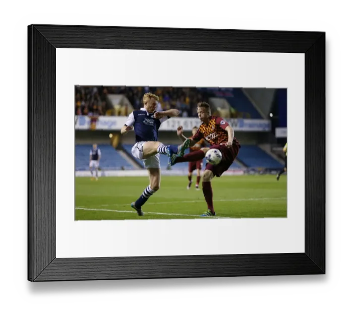 Framed Print : Intense Rivalry: Millwall vs Bradford City - Sky Bet League One Play-Off Semi-Final - Chris Taylor vs Nathan Clarke Framed Print : Intense Rivalry: Millwall vs Bradford City - Sky Bet League One Play-Off Semi-Final - Chris Taylor vs Nathan Clarke