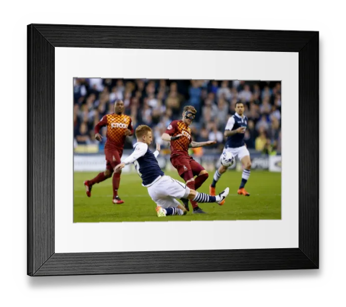 Framed Print : Intense Rivalry: Webster vs. Clarke in the Sky Bet League One Play-Off Semi-Final Clash between Millwall and Bradford City