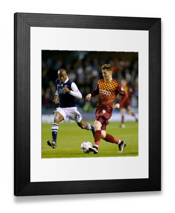 Framed Print : Battle for Supremacy: Abdou vs. Evans in Millwall vs. Bradford City Play-Off Clash Framed Print : Battle for Supremacy: Abdou vs. Evans in Millwall vs. Bradford City Play-Off Clash
