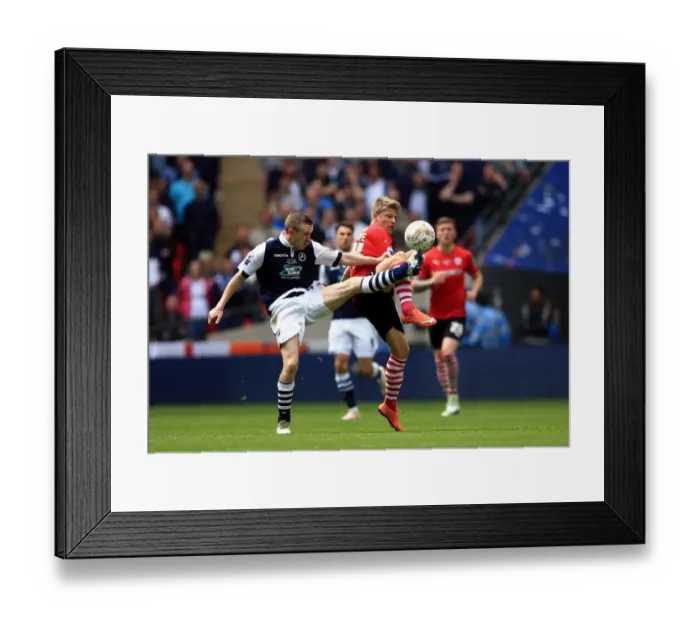 Framed Print : Intense Rivalry: Isgrove vs. Ferguson - Barnsley vs. Millwall in Sky Bet League One Play-Off Final Showdown (2015-16)