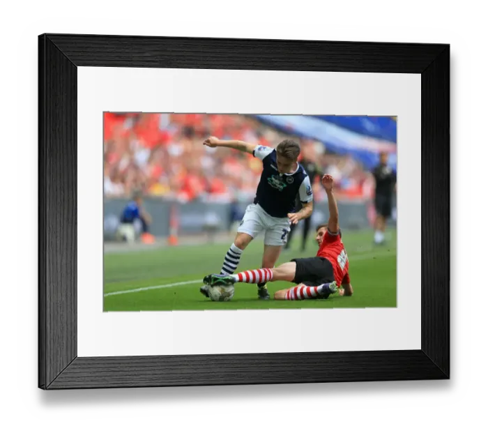 Framed Print : Intense Rivalry: Thompson vs. Hourihane in the Sky Bet League One Play-Off Final at Wembley Stadium (Millwall vs. Barnsley, 2015-16)