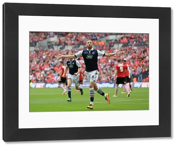 Mark Beevers Scores the Opener: Intense Play-Off Final as Millwall Takes on Barnsley at Wembley Stadium (Sky Bet League One, 2015-16)