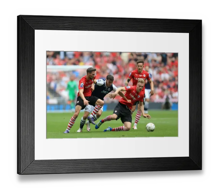 Framed Print : Millwall's Lee Gregory Faces Off Against Barnsley's Conor Hourihane and Marc Roberts in Sky Bet League One Play-Off Final at Wembley Stadium Framed Print : Millwall's Lee Gregory Faces Off Against Barnsley's Conor Hourihane and Marc Roberts in Sky Bet League One Play-Off Final at Wembley Stadium