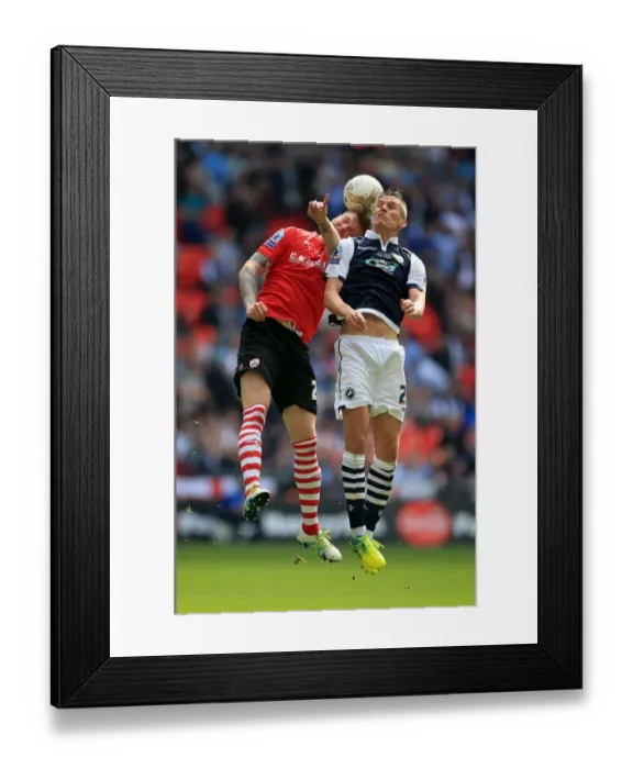 Framed Print : Barnsley's Alfie Mawson and Millwall's Steve Morison Clash in Sky Bet League One Play-Off Final at Wembley Stadium Framed Print : Barnsley's Alfie Mawson and Millwall's Steve Morison Clash in Sky Bet League One Play-Off Final at Wembley Stadium