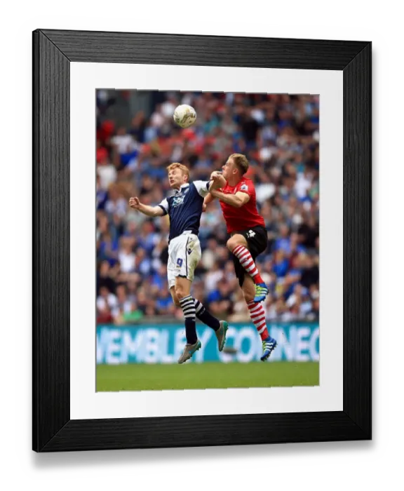 Framed Print : Barnsley vs Millwall - Intense Aerial Battle: Lee Gregory vs Marc Roberts - Sky Bet League One Play-Off Final at Wembley Stadium Framed Print : Barnsley vs Millwall - Intense Aerial Battle: Lee Gregory vs Marc Roberts - Sky Bet League One Play-Off Final at Wembley Stadium