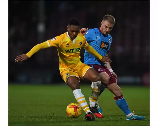 Intense Rivalry: Paddy Madden vs Byron Webster Battle at Glanford Park (Millwall vs Scunthorpe United, Sky Bet League One)