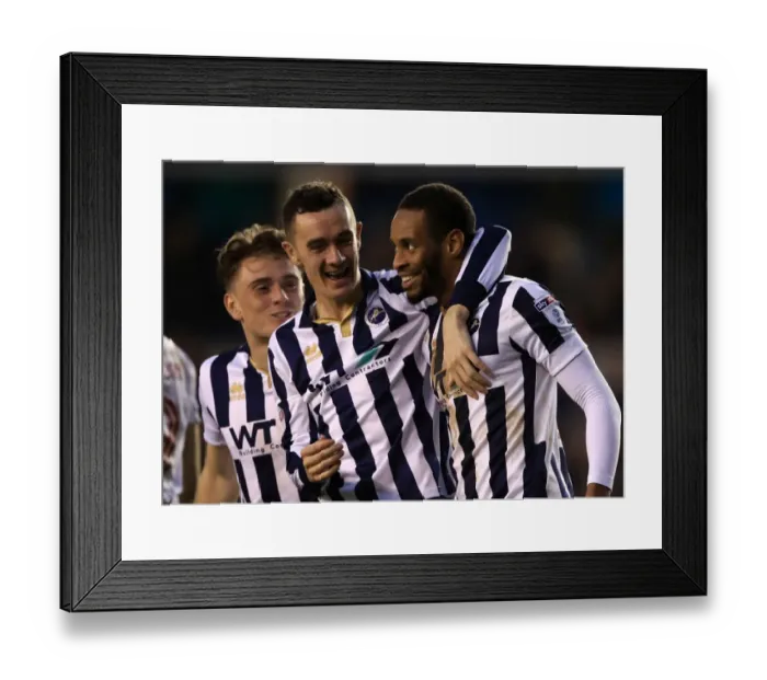 Framed Print : Millwall's Shaun Cummings Celebrates Second Goal Against AFC Bournemouth in Emirates FA Cup Third Round