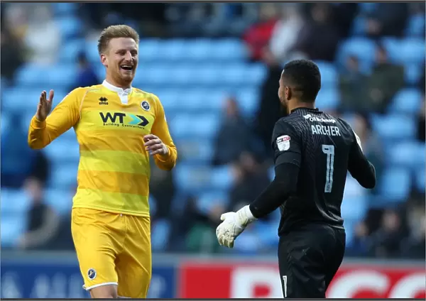 Millwall's Byron Webster Celebrates Second Goal Against Coventry City in Sky Bet League One at Ricoh Arena
