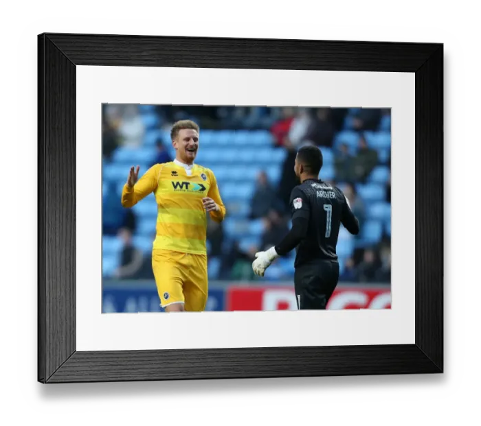 Framed Print : Millwall's Byron Webster Celebrates Second Goal Against Coventry City in Sky Bet League One at Ricoh Arena Framed Print : Millwall's Byron Webster Celebrates Second Goal Against Coventry City in Sky Bet League One at Ricoh Arena