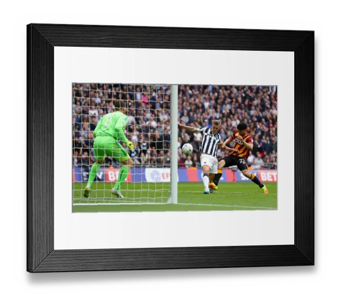 Framed Print : Steve Morison Scores First Goal for Millwall in Sky Bet League One Play-Off Final at Wembley Stadium Framed Print : Steve Morison Scores First Goal for Millwall in Sky Bet League One Play-Off Final at Wembley Stadium