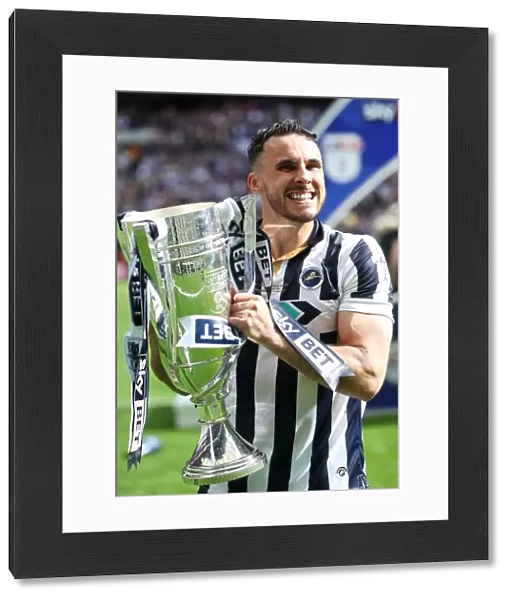Millwall Celebrate Promotion to Sky Bet League One with Lee Gregory and the Trophy at Wembley Stadium