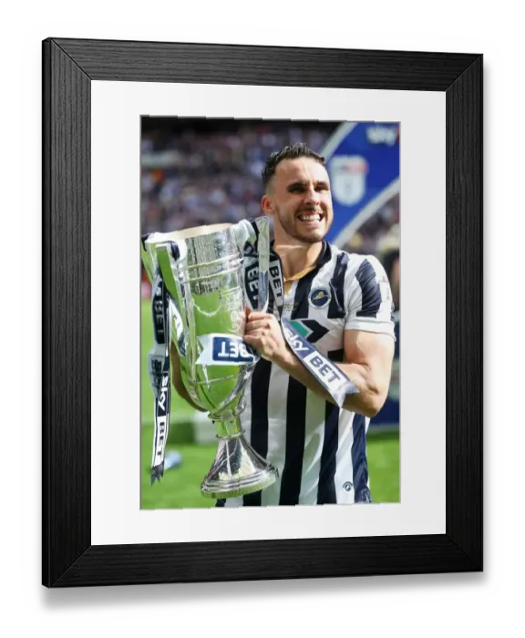 Framed Print : Millwall Celebrate Promotion to Sky Bet League One with Lee Gregory and the Trophy at Wembley Stadium Framed Print : Millwall Celebrate Promotion to Sky Bet League One with Lee Gregory and the Trophy at Wembley Stadium