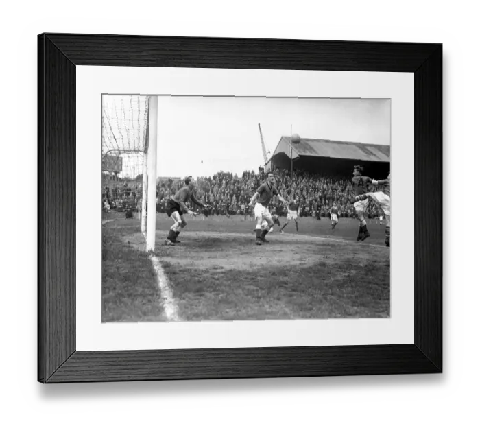 Framed Print : Millwall vs Plymouth Argyle: Shocking Moment as Millwall's Roy Summersby Scores a Header, Leaving Plymouth's Harold Brown and George Robertson in Disbelief Framed Print : Millwall vs Plymouth Argyle: Shocking Moment as Millwall's Roy Summersby Scores a Header, Leaving Plymouth's Harold Brown and George Robertson in Disbelief