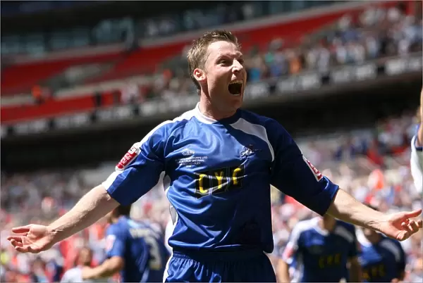 Neil Harris Celebrates Millwall's Second Goal in Football League One Play-Off Final at Wembley Stadium Against Scunthorpe United