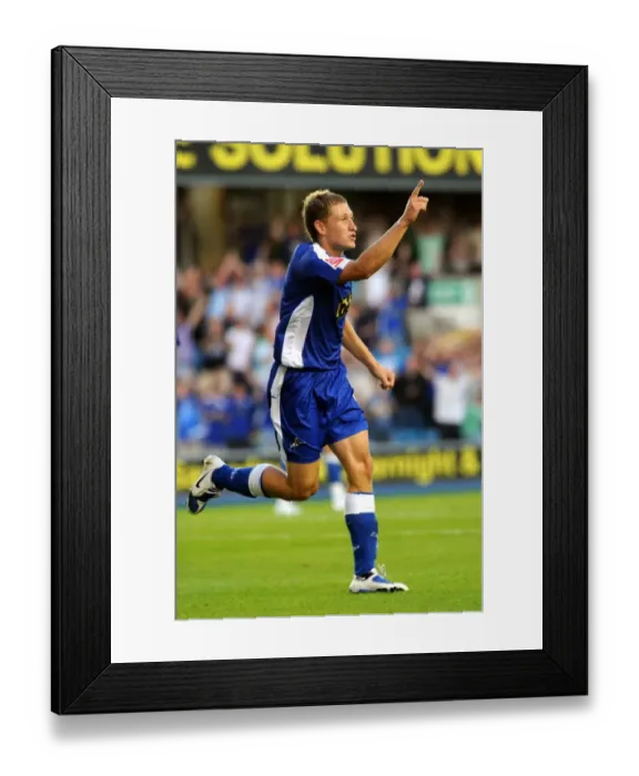 Framed Print : Millwall's David Martin Celebrates Goal Against Oldham Athletic in Coca-Cola Football League One Framed Print : Millwall's David Martin Celebrates Goal Against Oldham Athletic in Coca-Cola Football League One