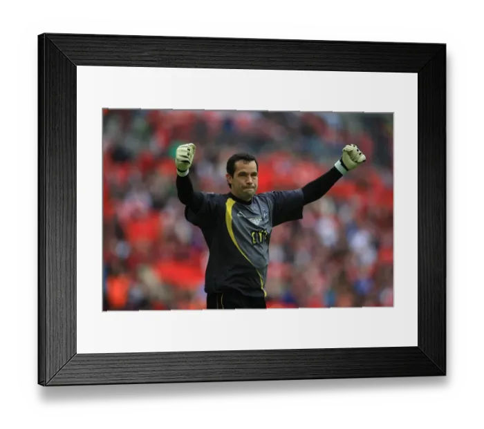 Framed Print : Millwall's David Forde and Paul Robinson Celebrate First Goal in League One Play-Off Final at Wembley