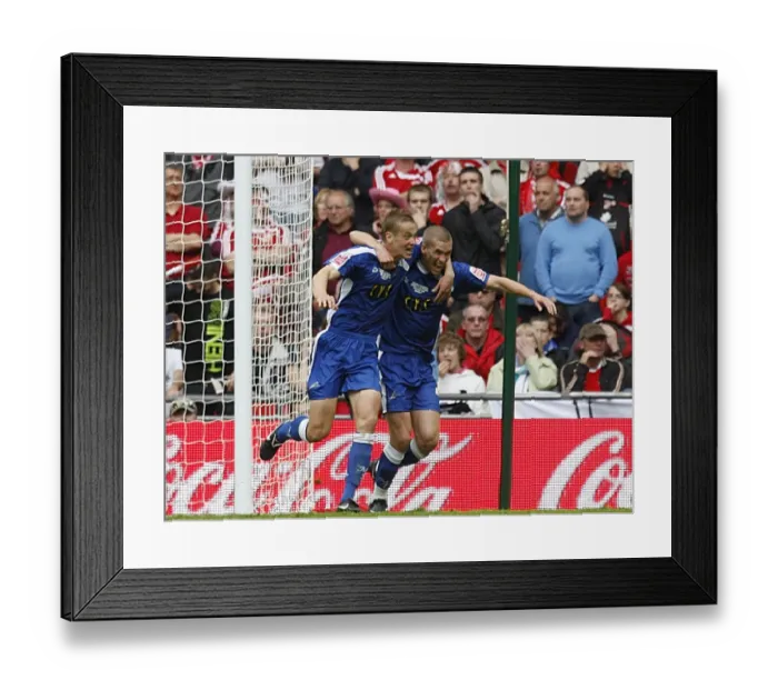 Framed Print : Millwall's Paul Robinson and Steve Morison: Celebrating the Opening Goal in the League One Play-Off Final at Wembley Framed Print : Millwall's Paul Robinson and Steve Morison: Celebrating the Opening Goal in the League One Play-Off Final at Wembley